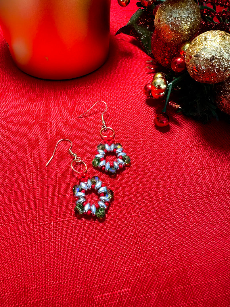 Red Berries and Pine Earrings