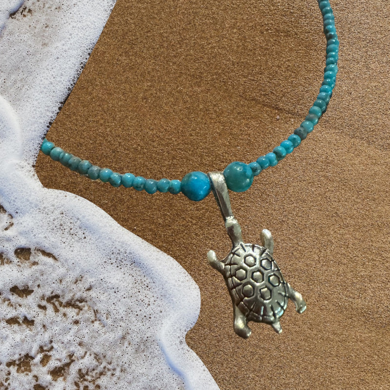 Turtle and Turquoise 16” necklace