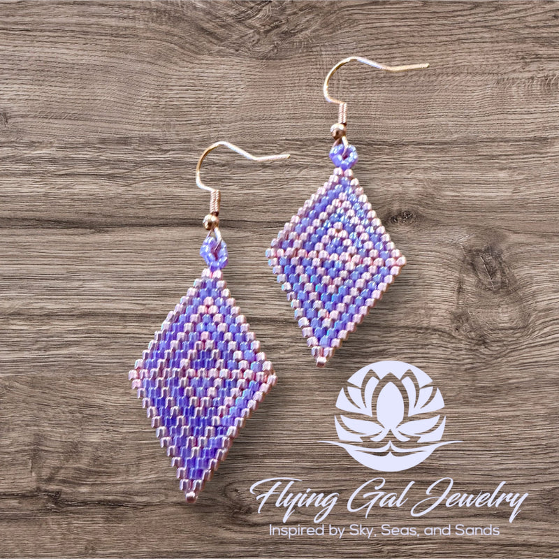 Lilac and Peach Glimmer Earrings
