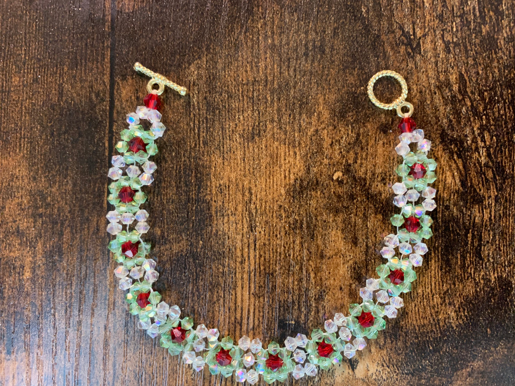 #58 Christmas Glass Daisy Chained Bracelet