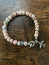 Pink Opal Lenticulars 7" (Small) Bracelet with Airplane Charm