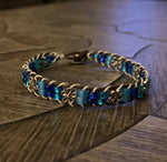 #148 Blue Ocean Leather Banded Beaded Bracelet