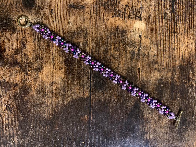 #130 purple Japanese glass seed beaded bracelet