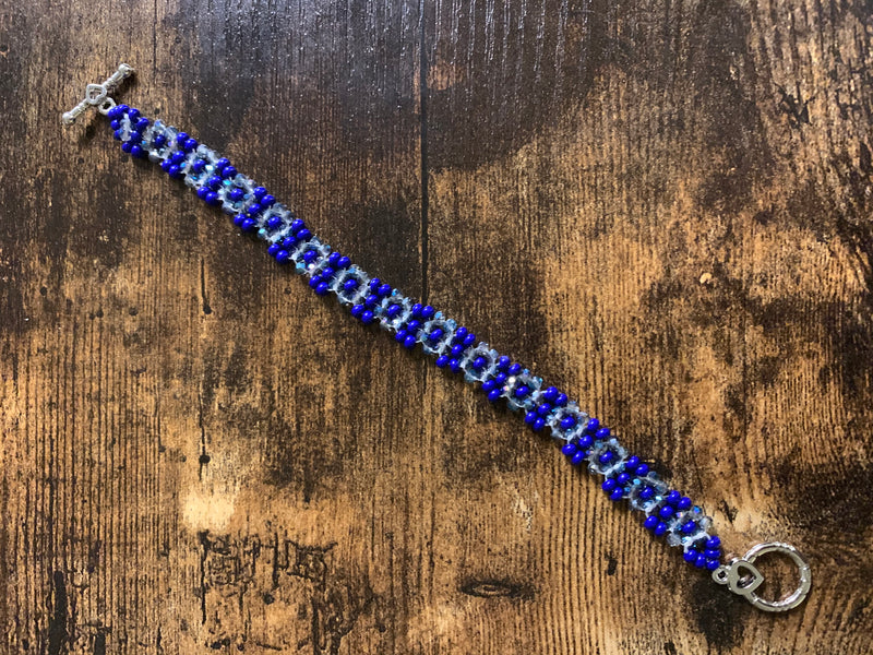 #124 Blue Japanese Glass Seed Beaded Bracelet
