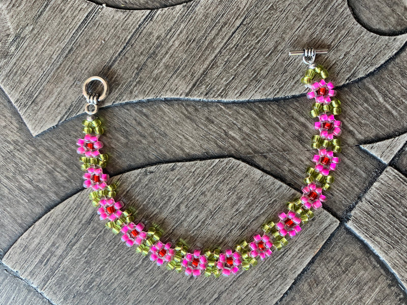 Ohana Pink Daisy Chain Bracelet